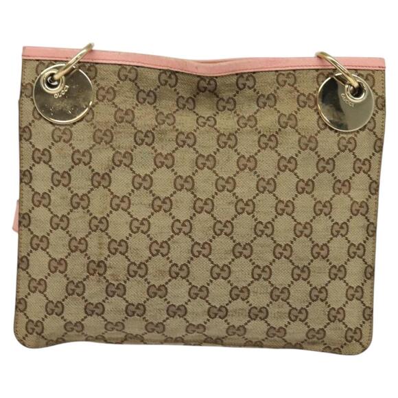 GUCCI GG Canvas Shoulder Bag Beige Gold - Picture 2 of 12